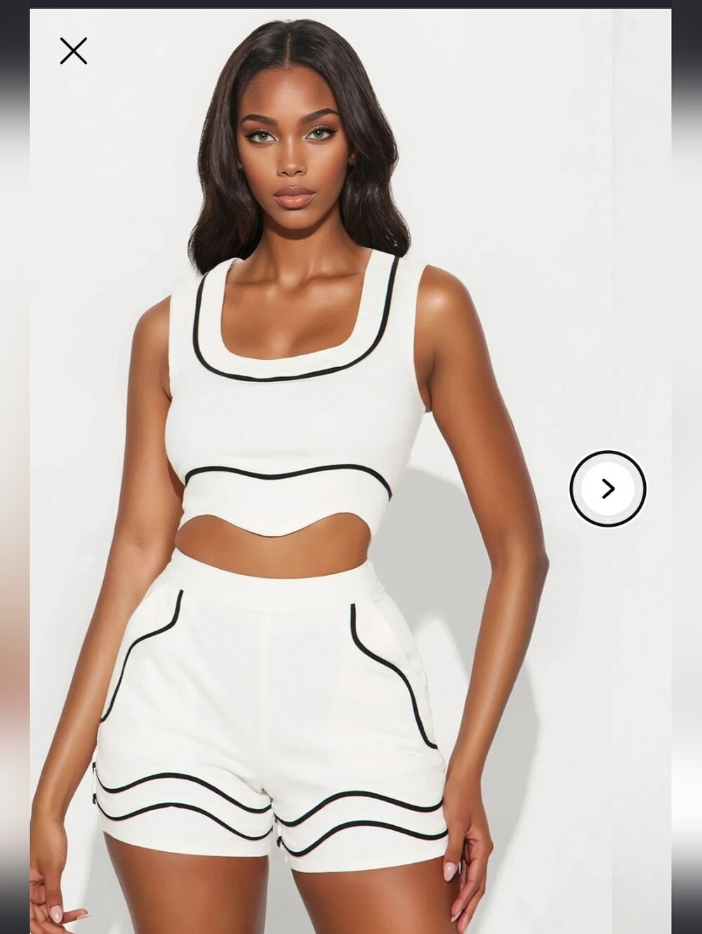 NWT: Darla Twill Short Set - White/Black
